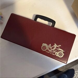 Vintage Red Cassette Case with Car Design and 10 cassettes